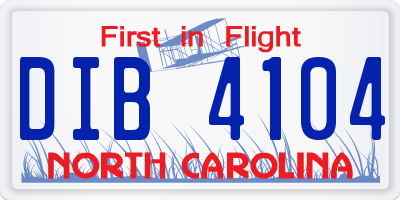 NC license plate DIB4104