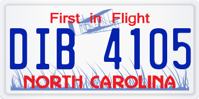 NC license plate DIB4105