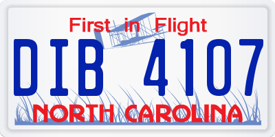 NC license plate DIB4107