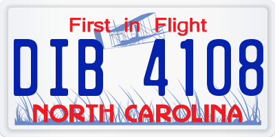 NC license plate DIB4108