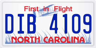 NC license plate DIB4109