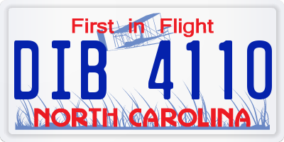 NC license plate DIB4110