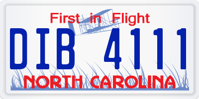 NC license plate DIB4111