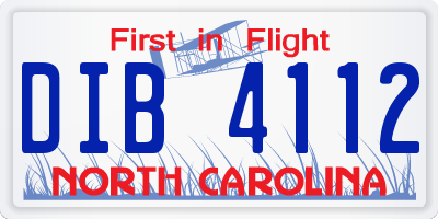 NC license plate DIB4112