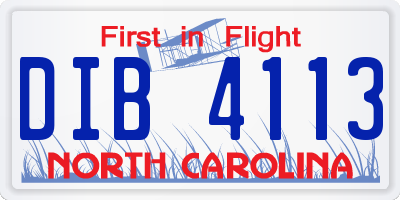 NC license plate DIB4113