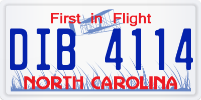 NC license plate DIB4114