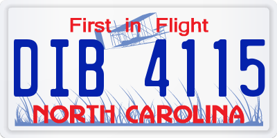 NC license plate DIB4115