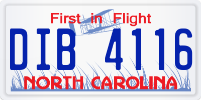 NC license plate DIB4116
