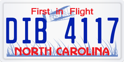 NC license plate DIB4117
