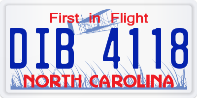 NC license plate DIB4118