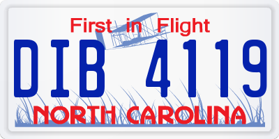 NC license plate DIB4119