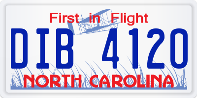 NC license plate DIB4120