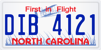 NC license plate DIB4121