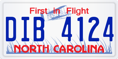 NC license plate DIB4124