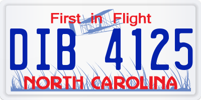NC license plate DIB4125
