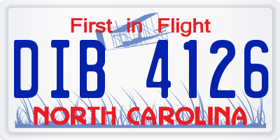 NC license plate DIB4126