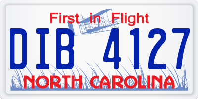 NC license plate DIB4127