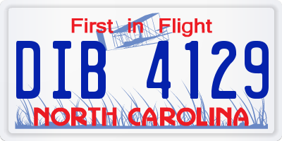 NC license plate DIB4129