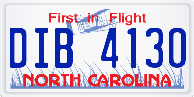 NC license plate DIB4130