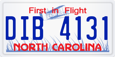 NC license plate DIB4131