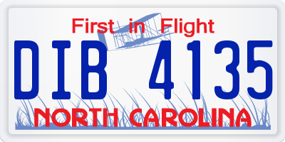 NC license plate DIB4135