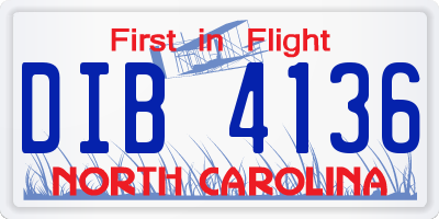 NC license plate DIB4136