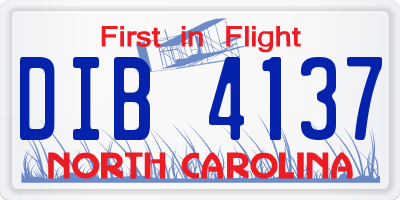 NC license plate DIB4137