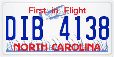 NC license plate DIB4138