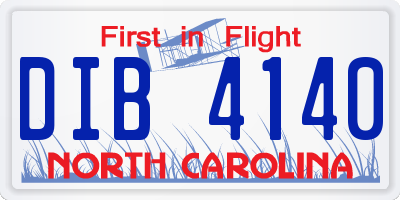 NC license plate DIB4140