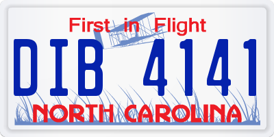 NC license plate DIB4141