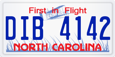 NC license plate DIB4142