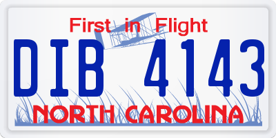 NC license plate DIB4143