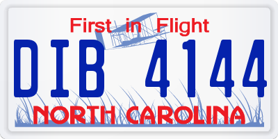 NC license plate DIB4144
