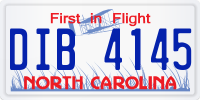 NC license plate DIB4145