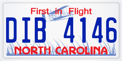 NC license plate DIB4146