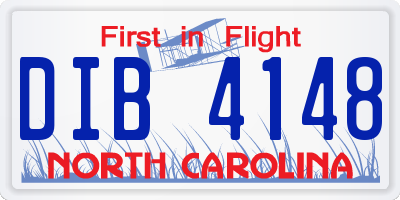 NC license plate DIB4148