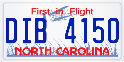 NC license plate DIB4150