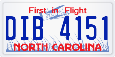NC license plate DIB4151