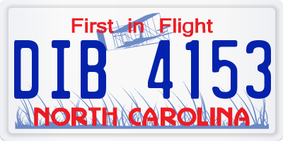 NC license plate DIB4153