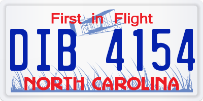 NC license plate DIB4154