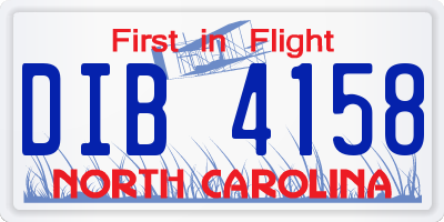 NC license plate DIB4158