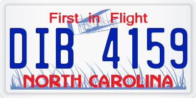 NC license plate DIB4159