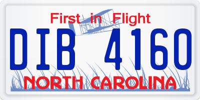 NC license plate DIB4160