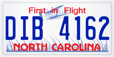 NC license plate DIB4162