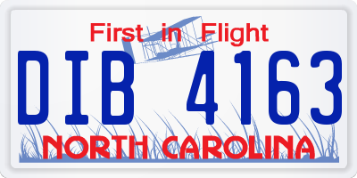 NC license plate DIB4163