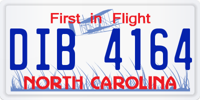 NC license plate DIB4164