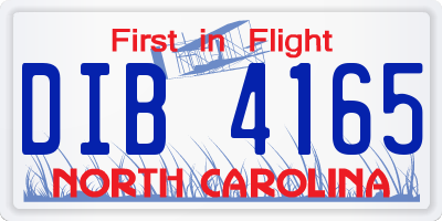 NC license plate DIB4165