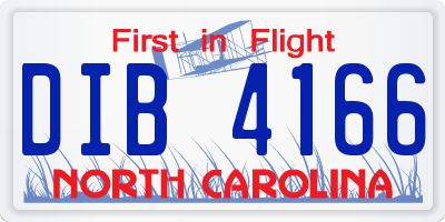 NC license plate DIB4166
