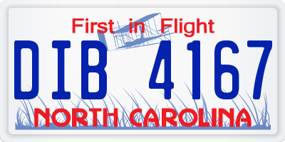 NC license plate DIB4167