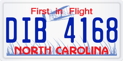 NC license plate DIB4168